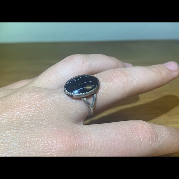 Sterling silver and snowflake obsidian ring - Picture 6 of 7